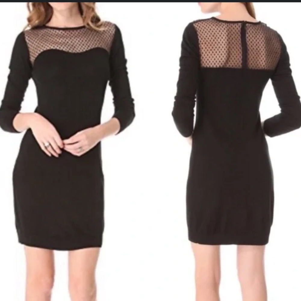 🎉On Sale:New Diane Von Furstenberg Black Rosita Lace Silk Knit Long Sleeve Dress